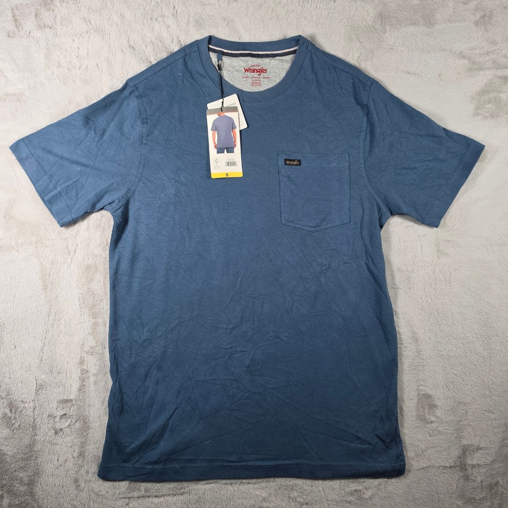 Wrangler Pocket Shirt Mens Small Blue Garment Washed Crewneck Gorpcore Workwear